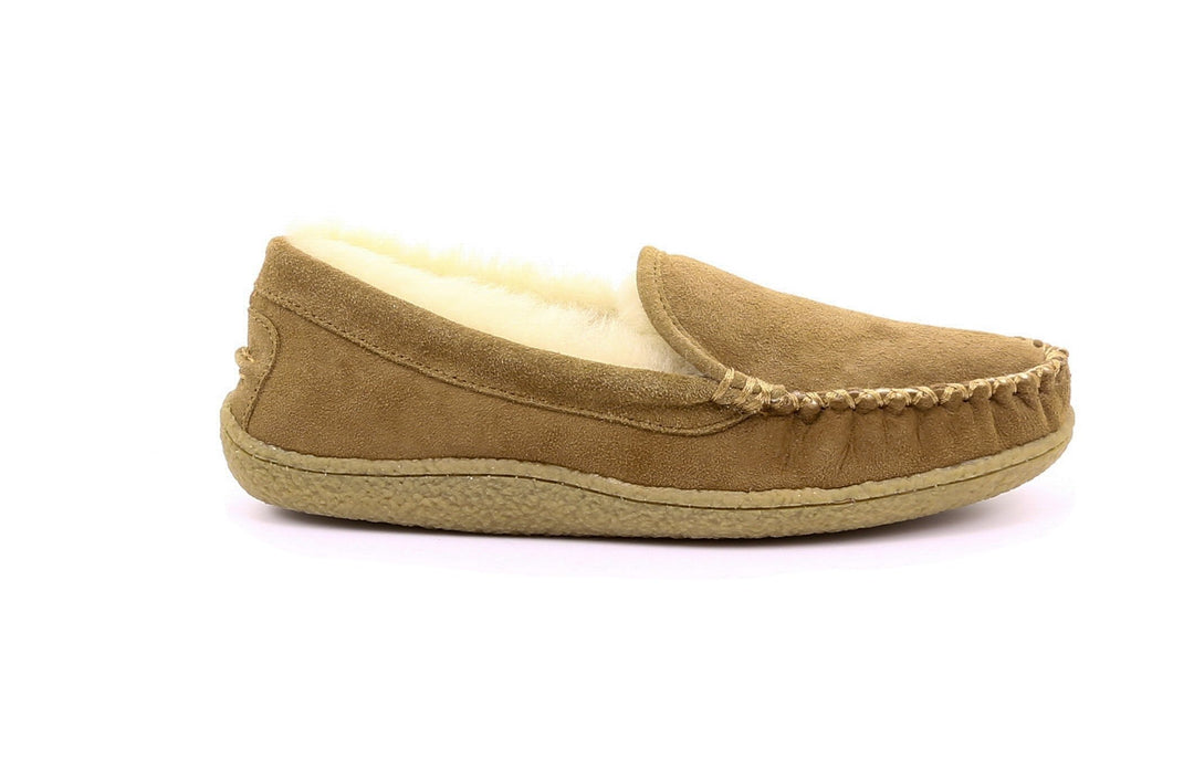 Champlain Men's Sheepskin Moccasin Slippers with Thermoplastic Rubber Sole - Alfred Cloutier Ltd. - Canada